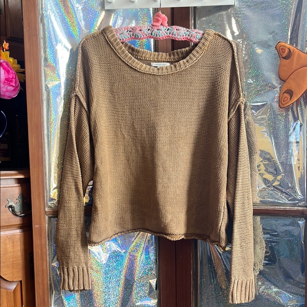 American Eagle Outfitters Brown Crew Neck Sweater